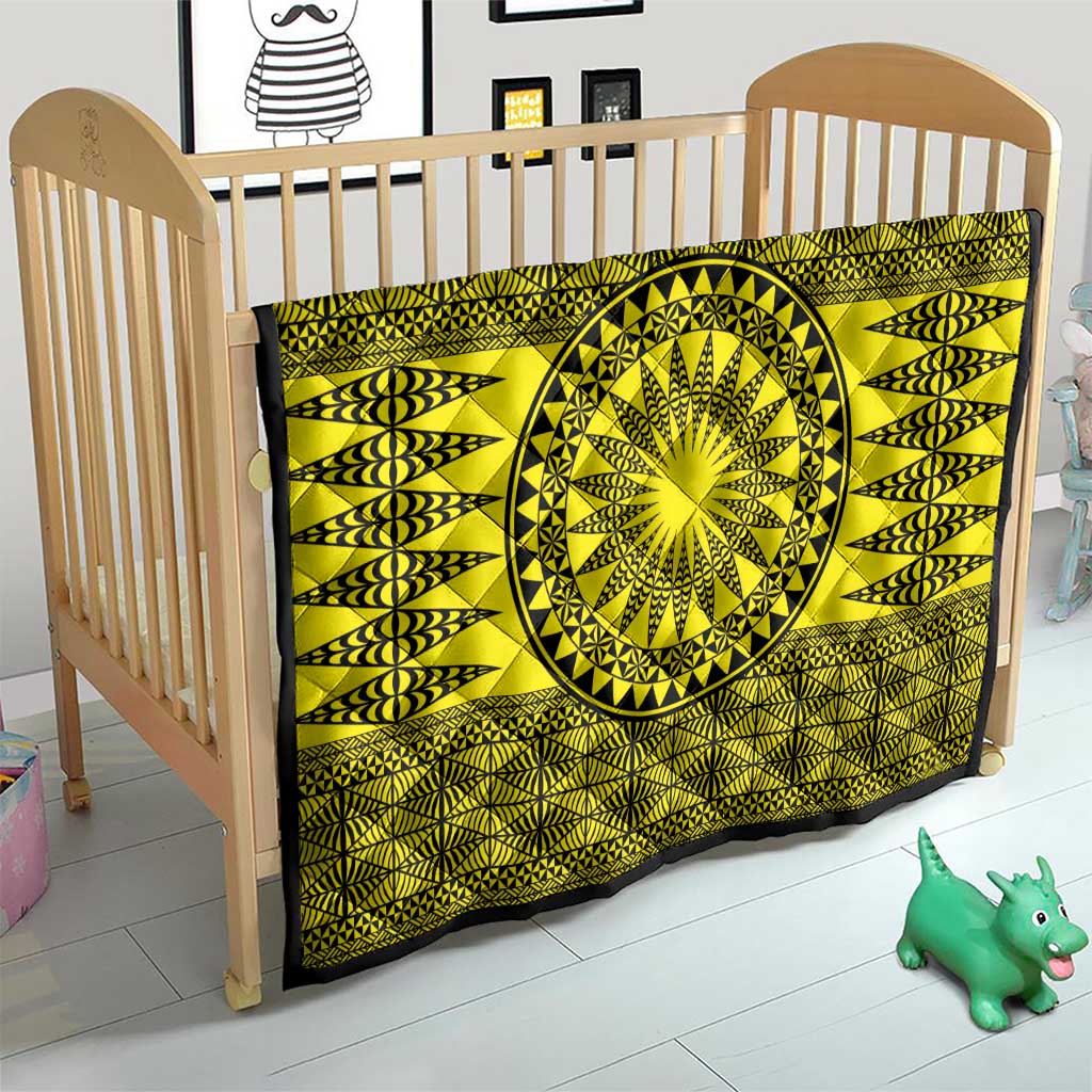 All Yellow Tonga Malo e lelei Quilt Vintage Ngatu Tribal Pattern - Polynesian Pride