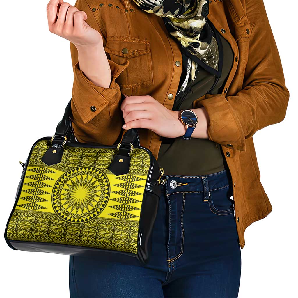 All Yellow Tonga Malo e lelei Shoulder Handbag Vintage Ngatu Tribal Pattern - Polynesian Pride