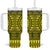All Yellow Tonga Malo e lelei Tumbler With Handle Vintage Ngatu Tribal Pattern - Polynesian Pride