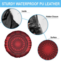 All Red Tonga Malo e lelei Spare Tire Cover Vintage Ngatu Tribal Pattern - Polynesian Pride
