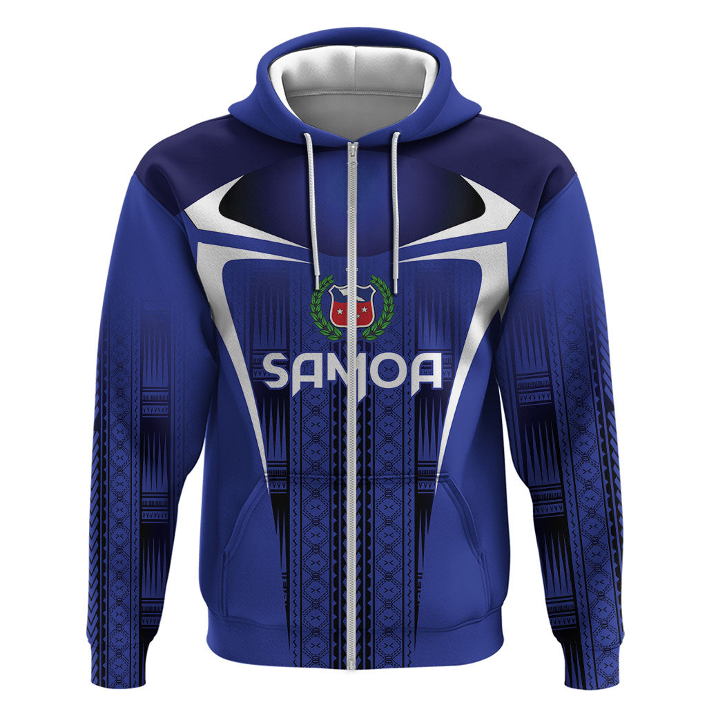 2026 Rugby Nations Series Custom Manu Samoa Hoodie LT9 Zip Hoodie Blue - Polynesian Pride