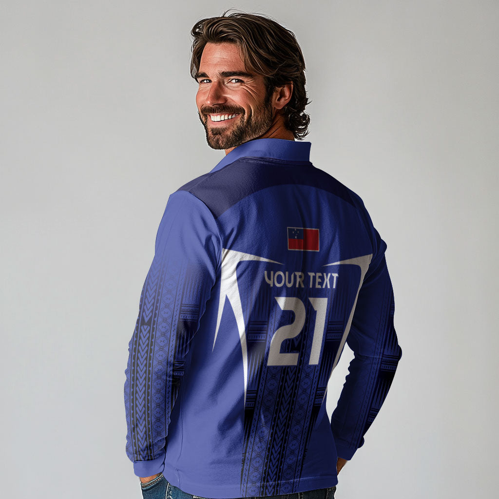 2026 Rugby Nations Series Custom Manu Samoa Long Sleeve Polo Shirt LT9 - Polynesian Pride