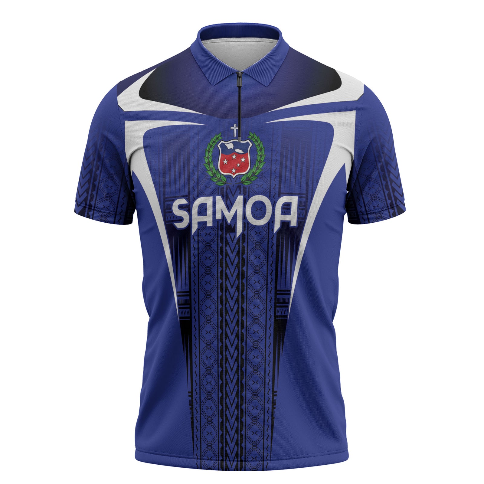 2026 Rugby Nations Series Custom Manu Samoa Zipper Polo Shirt