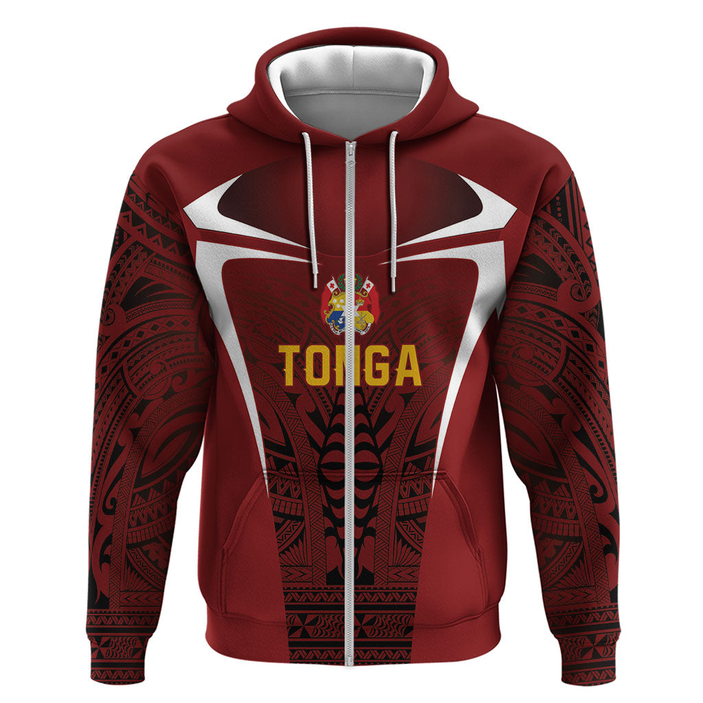 2026 Rugby Nations Series Custom Tonga Ikale Tahi Hoodie LT9 Zip Hoodie Red - Polynesian Pride