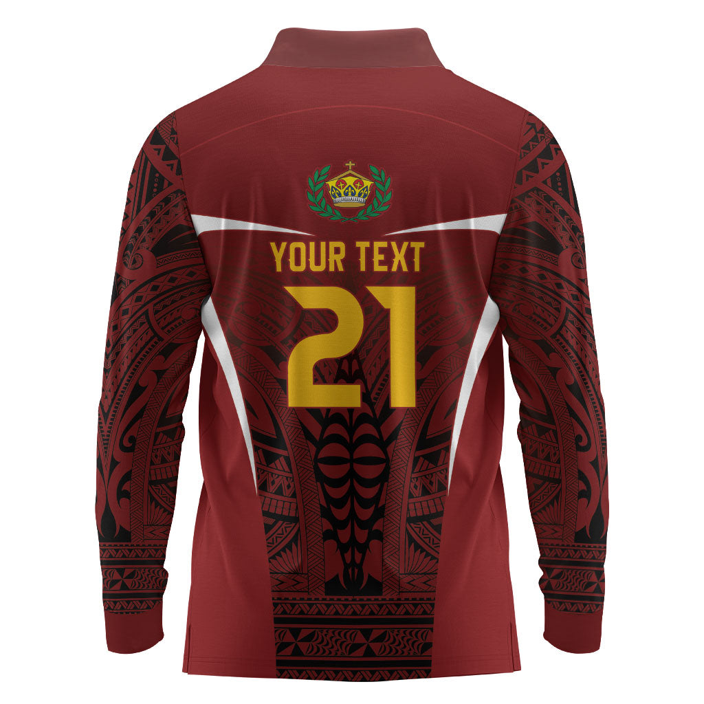 2026 Rugby Nations Series Custom Tonga Ikale Tahi Long Sleeve Polo Shirt LT9 - Polynesian Pride