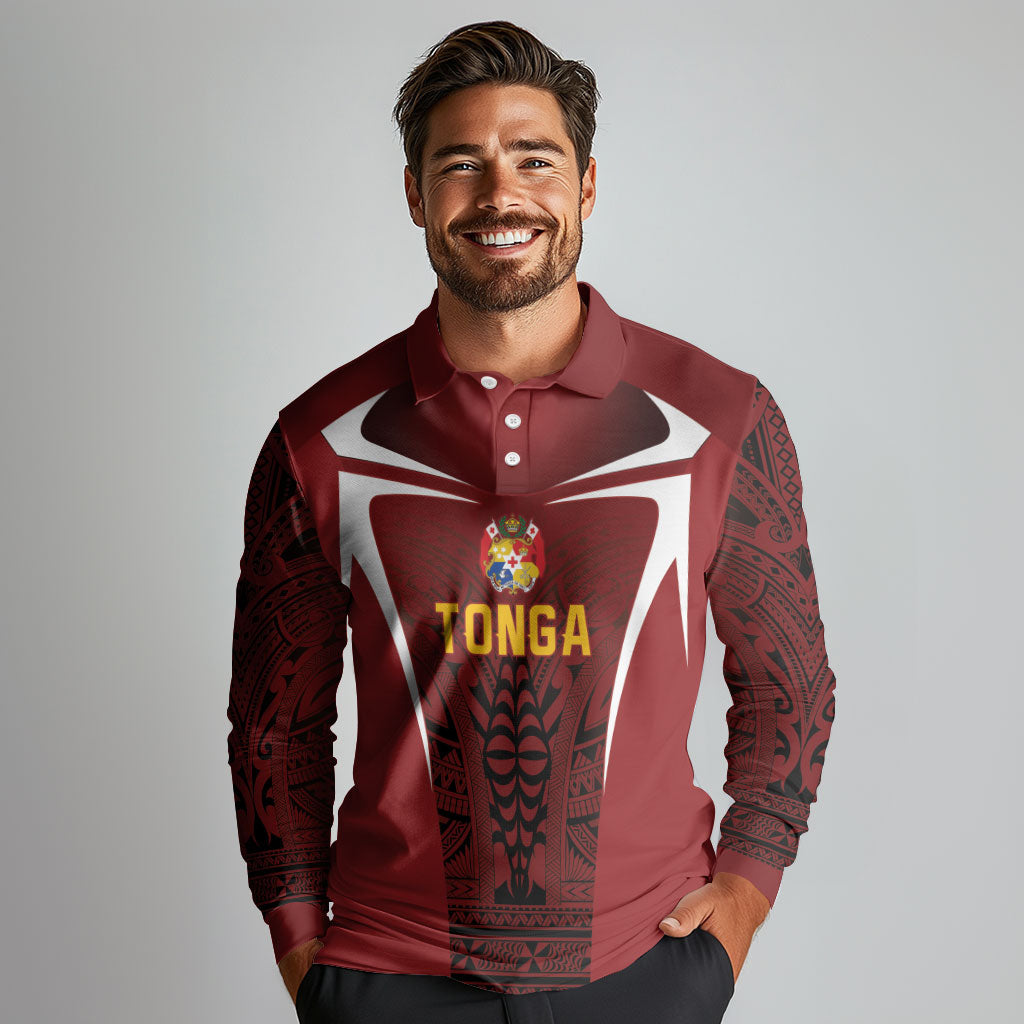2026 Rugby Nations Series Custom Tonga Ikale Tahi Long Sleeve Polo Shirt LT9 - Polynesian Pride