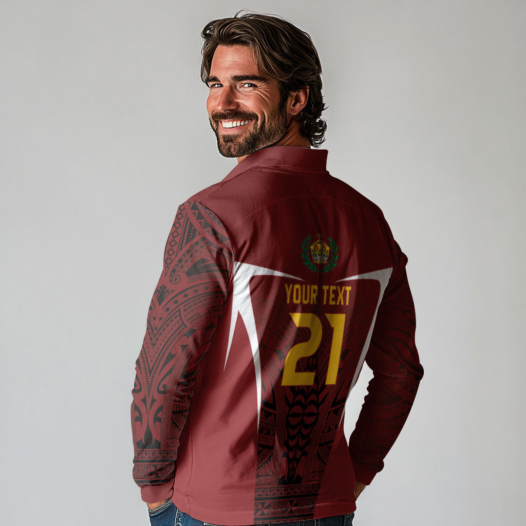2026 Rugby Nations Series Custom Tonga Ikale Tahi Long Sleeve Polo Shirt LT9 - Polynesian Pride