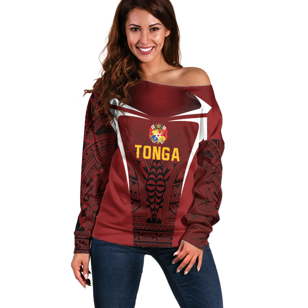 2026 Rugby Nations Series Custom Tonga Ikale Tahi Off Shoulder Sweater