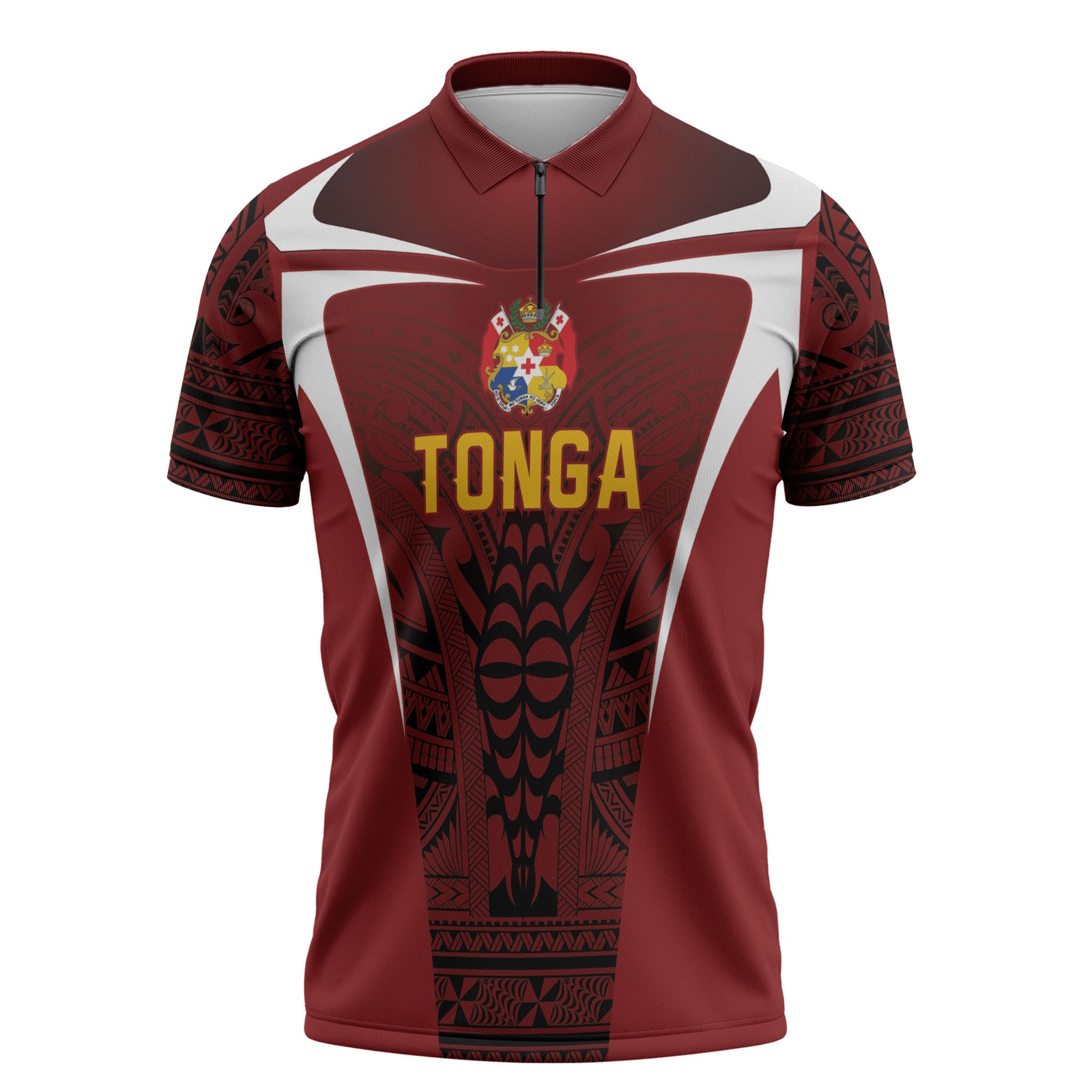 2026 Rugby Nations Series Custom Tonga Ikale Tahi Zipper Polo Shirt