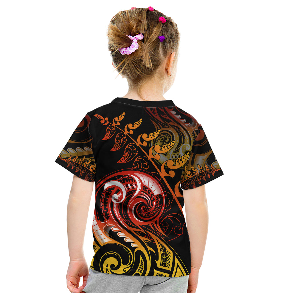 New Zealand Kid T Shirt Aotearoa Hei-Tiki Maori Fern Tattoo Arty LT9 - Polynesian Pride