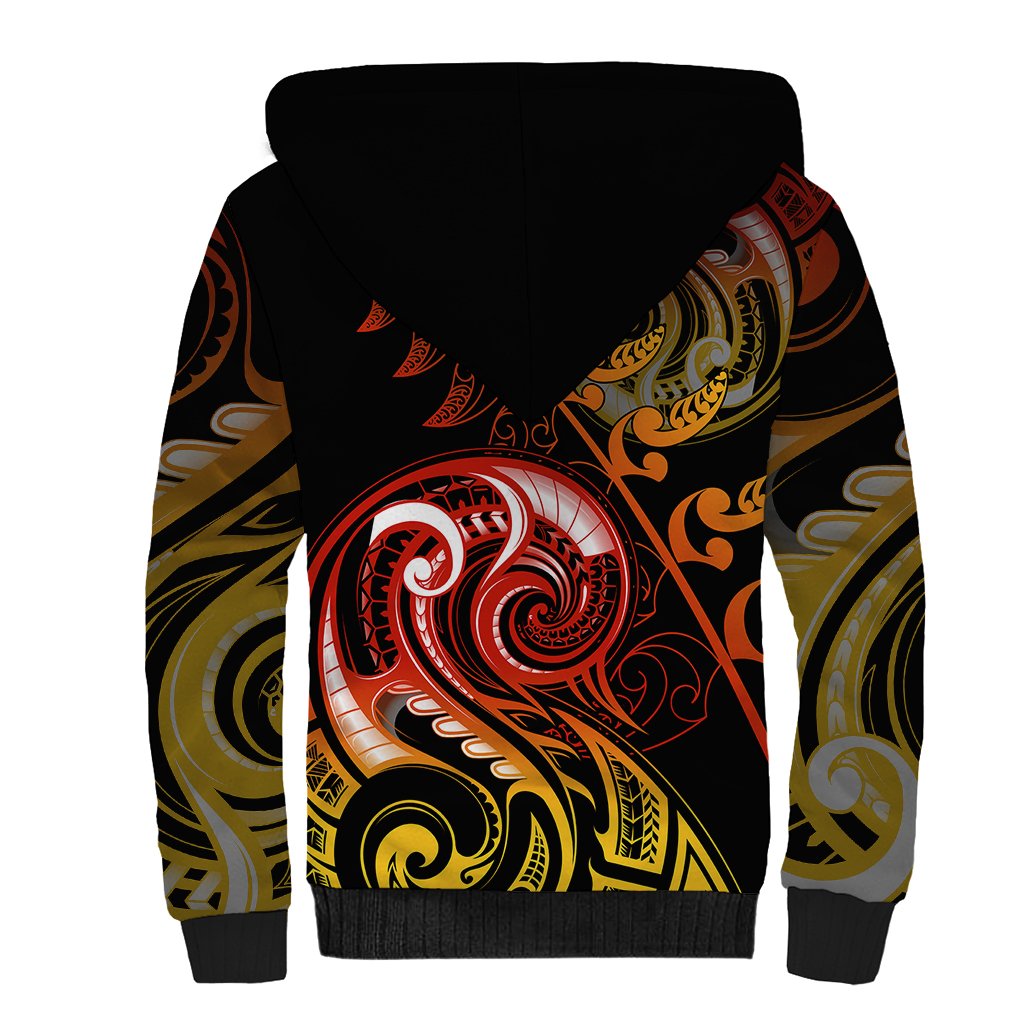 New Zealand Sherpa Hoodie Aotearoa Hei-Tiki Maori Fern Tattoo Arty LT9 - Polynesian Pride