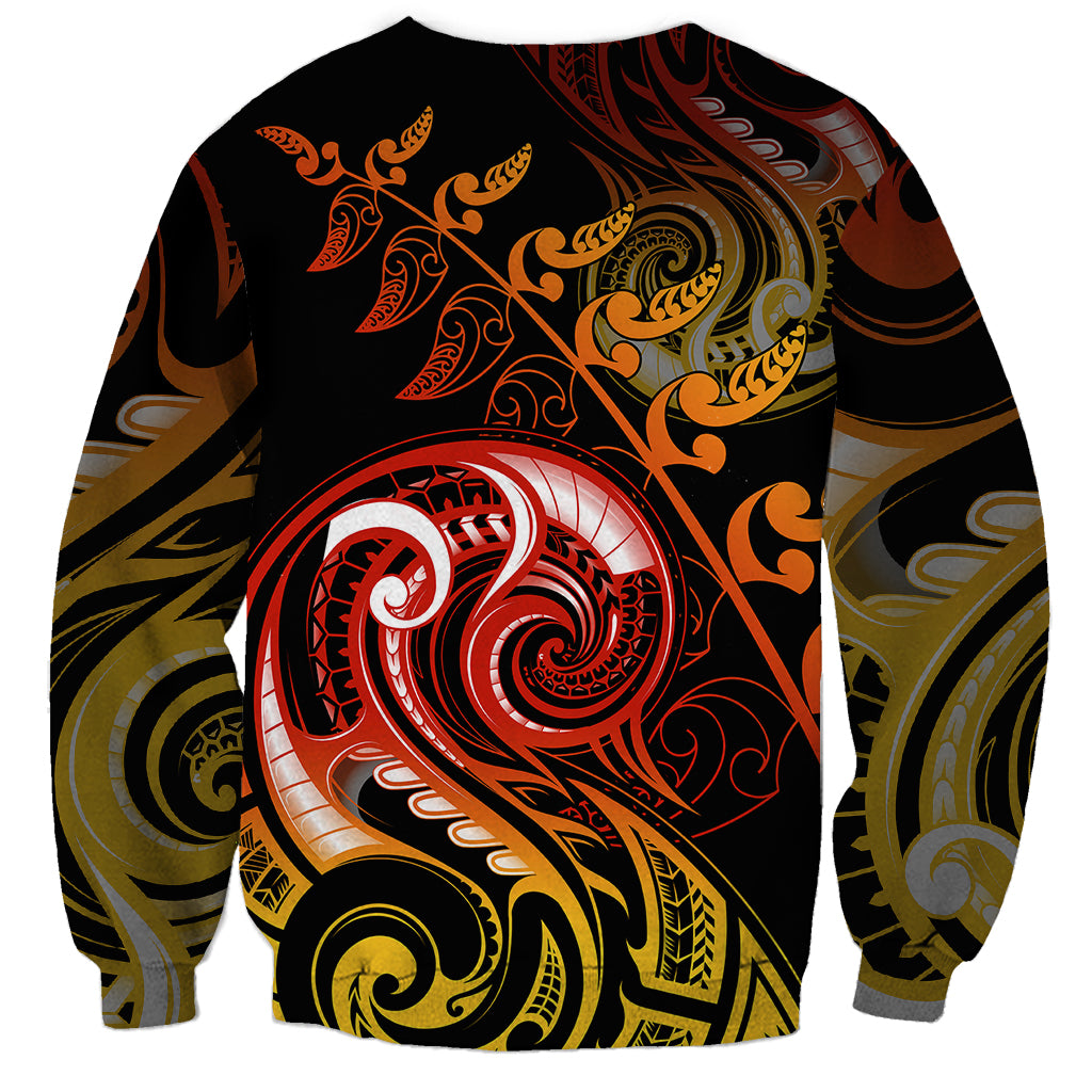 New Zealand Sweatshirt Aotearoa Kiwi Bird Maori Fern Tattoo Arty LT9 - Polynesian Pride