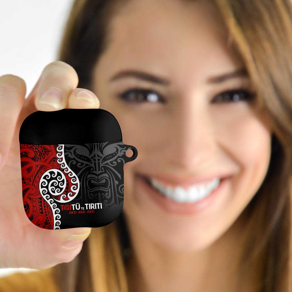 Honour The Treaty New Zealand AirPods Case Toitu Te Tiriti Ake Ake Ake LT9 Red - Polynesian Pride
