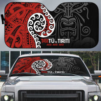 Honour The Treaty New Zealand Auto Sun Shade Toitu Te Tiriti Ake Ake Ake LT9 Red - Polynesian Pride