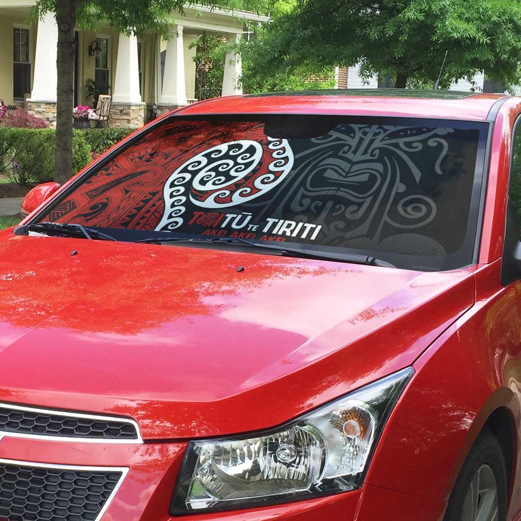 Honour The Treaty New Zealand Auto Sun Shade Toitu Te Tiriti Ake Ake Ake LT9 - Polynesian Pride