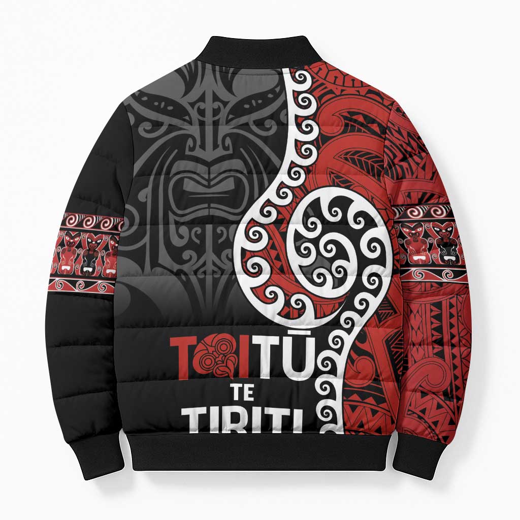Honour The Treaty New Zealand Bomber Puffer Jacket Toitu Te Tiriti Ake Ake Ake LT9 - Polynesian Pride