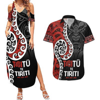 Honour The Treaty New Zealand Couples Matching Summer Maxi Dress and Hawaiian Shirt Toitu Te Tiriti Ake!Ake!Ake! LT9 Black - Polynesian Pride