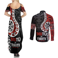 Honour The Treaty New Zealand Couples Matching Summer Maxi Dress and Long Sleeve Button Shirt Toitu Te Tiriti Ake!Ake!Ake! LT9 - Polynesian Pride
