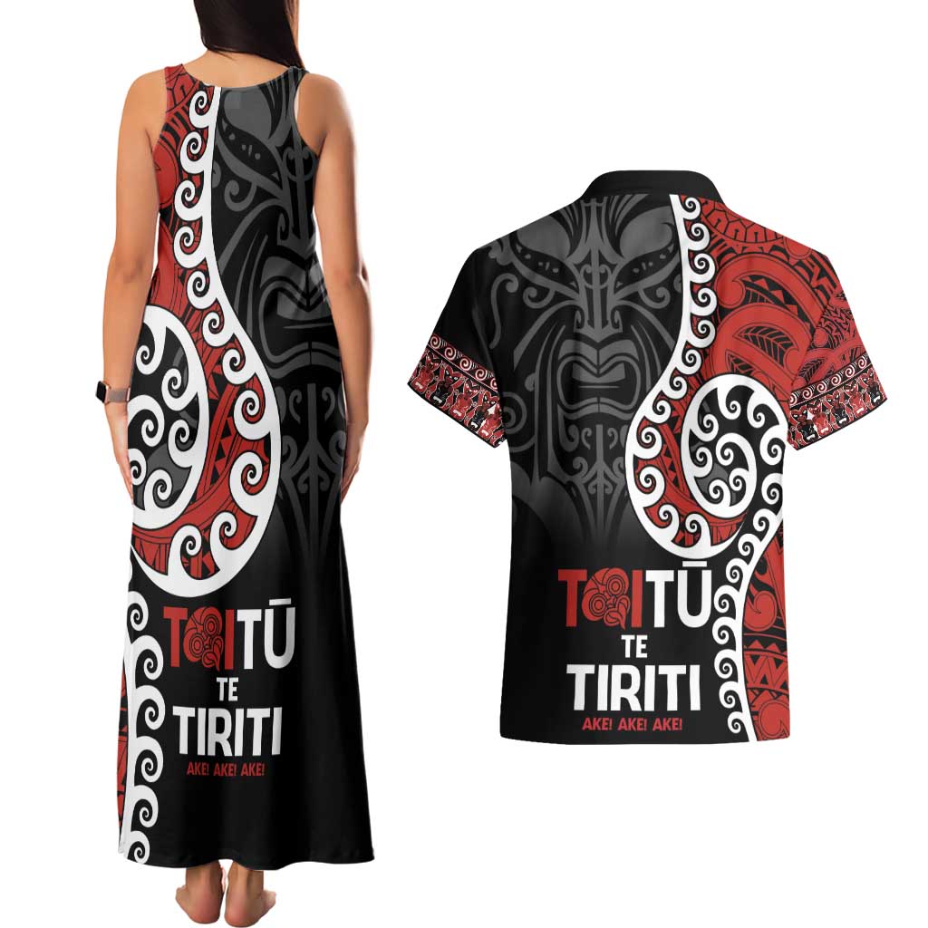 Honour The Treaty New Zealand Couples Matching Tank Maxi Dress and Hawaiian Shirt Toitu Te Tiriti Ake!Ake!Ake! LT9 - Polynesian Pride