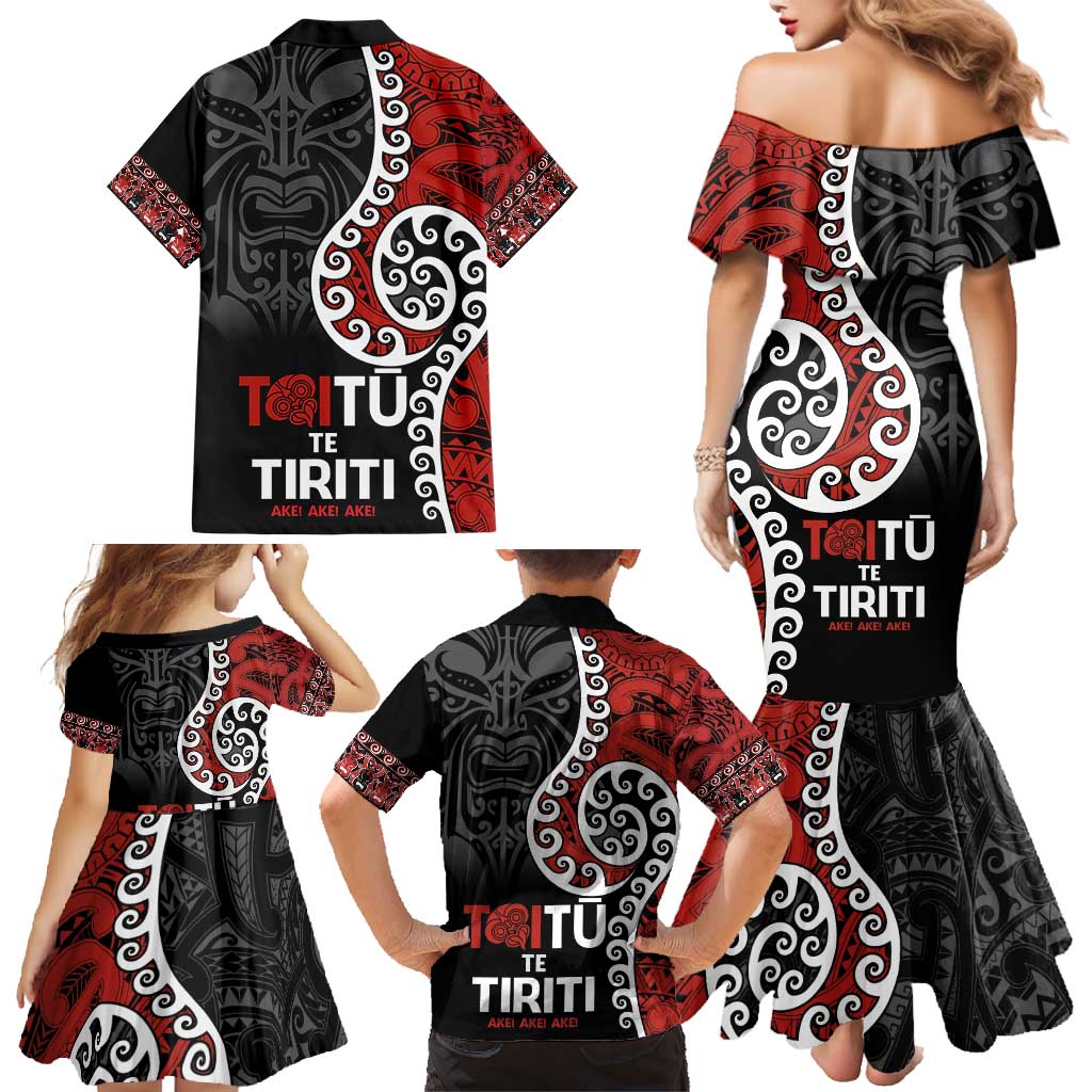 Honour The Treaty New Zealand Family Matching Mermaid Dress and Hawaiian Shirt Toitu Te Tiriti Ake!Ake!Ake! LT9 - Polynesian Pride