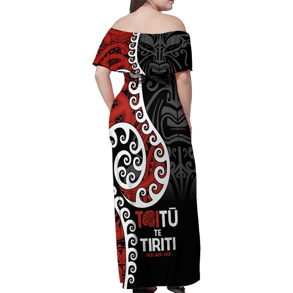Honour The Treaty New Zealand Family Matching Off Shoulder Maxi Dress and Hawaiian Shirt Toitu Te Tiriti Ake!Ake!Ake! LT9 - Polynesian Pride