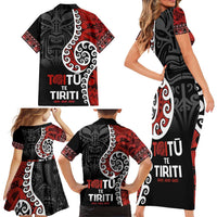 Honour The Treaty New Zealand Family Matching Short Sleeve Bodycon Dress and Hawaiian Shirt Toitu Te Tiriti Ake!Ake!Ake! LT9 - Polynesian Pride