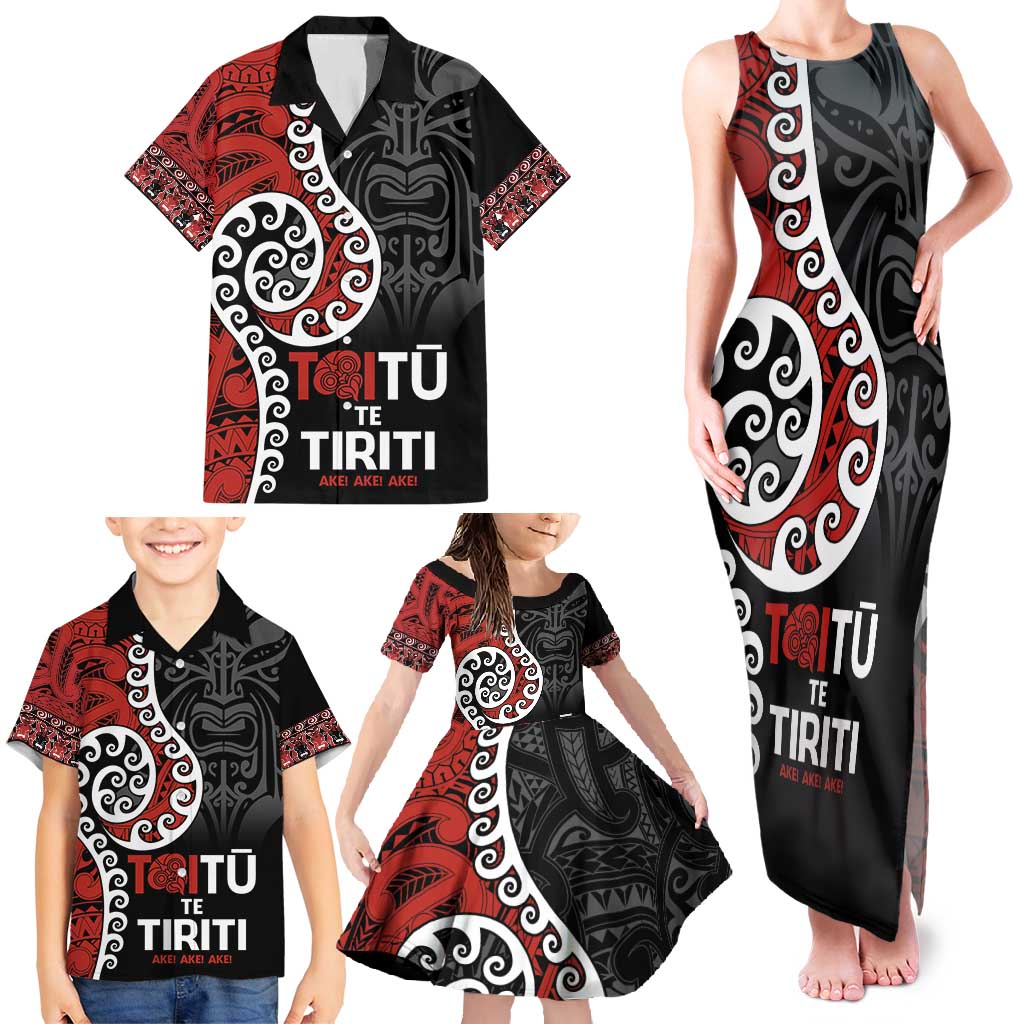 Honour The Treaty New Zealand Family Matching Tank Maxi Dress and Hawaiian Shirt Toitu Te Tiriti Ake!Ake!Ake! LT9 - Polynesian Pride