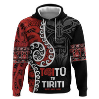 Honour The Treaty New Zealand Hoodie Toitu Te Tiriti Ake!Ake!Ake! LT9 Pullover Hoodie Black - Polynesian Pride