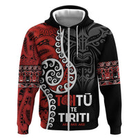 Honour The Treaty New Zealand Hoodie Toitu Te Tiriti Ake!Ake!Ake! LT9 Zip Hoodie Black - Polynesian Pride