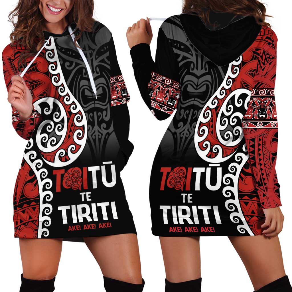 Honour The Treaty New Zealand Hoodie Dress Toitu Te Tiriti Ake!Ake!Ake! LT9 - Polynesian Pride