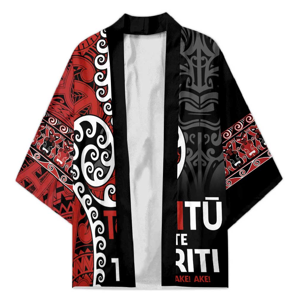 Honour The Treaty New Zealand Kimono Toitu Te Tiriti Ake Ake Ake LT9 Unisex Red - Polynesian Pride