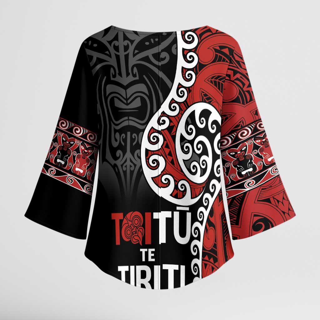 Honour The Treaty New Zealand Kimono Sleeve Blouse Toitu Te Tiriti Ake Ake Ake LT9 - Polynesian Pride