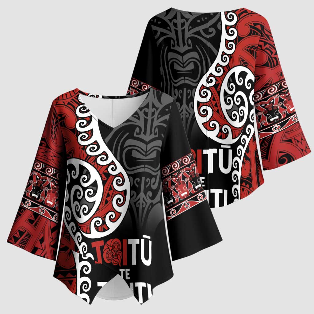 Honour The Treaty New Zealand Kimono Sleeve Blouse Toitu Te Tiriti Ake Ake Ake LT9 - Polynesian Pride