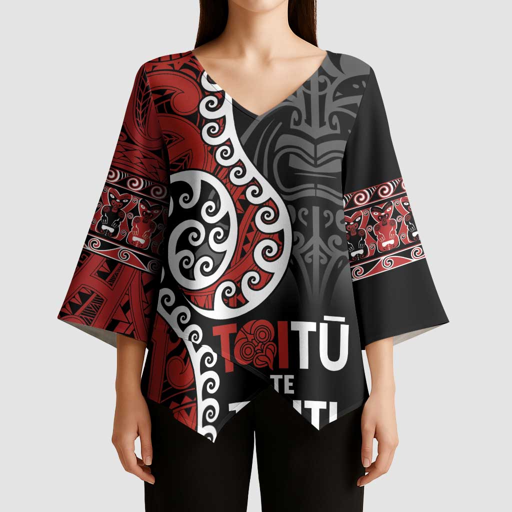 Honour The Treaty New Zealand Kimono Sleeve Blouse Toitu Te Tiriti Ake Ake Ake LT9 - Polynesian Pride