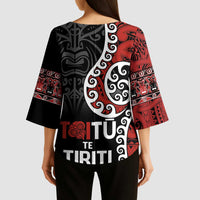 Honour The Treaty New Zealand Kimono Sleeve Blouse Toitu Te Tiriti Ake Ake Ake LT9 - Polynesian Pride
