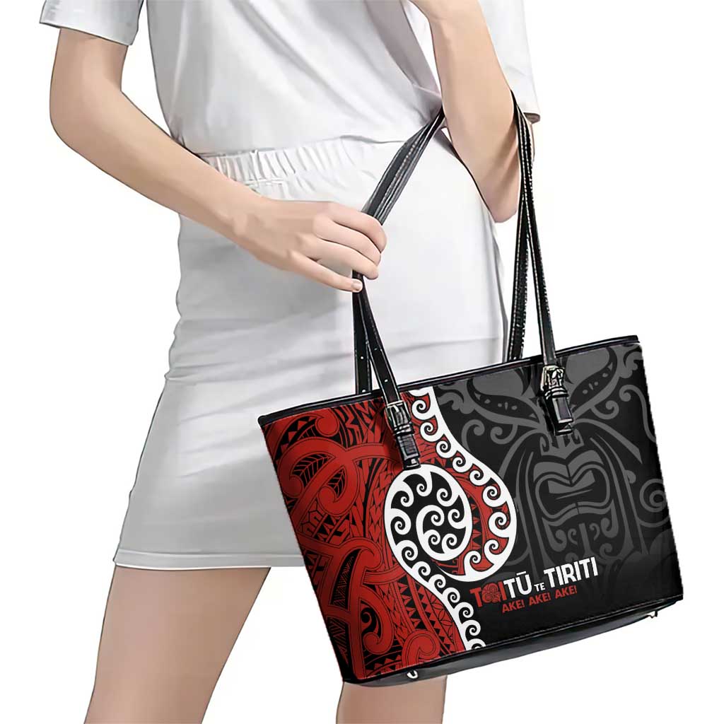Honour The Treaty New Zealand Leather Tote Bag Toitu Te Tiriti Ake!Ake!Ake! LT9 - Polynesian Pride