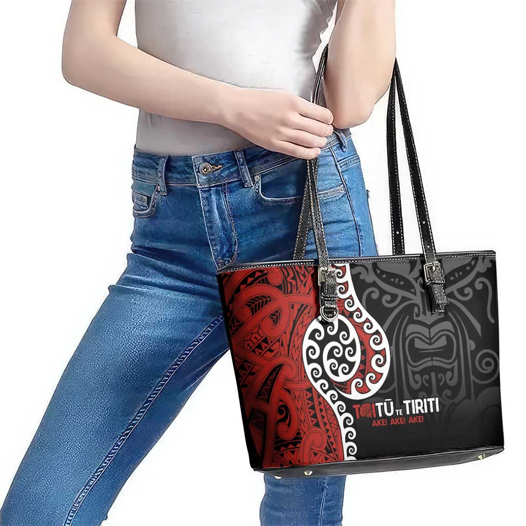Honour The Treaty New Zealand Leather Tote Bag Toitu Te Tiriti Ake!Ake!Ake! LT9 - Polynesian Pride