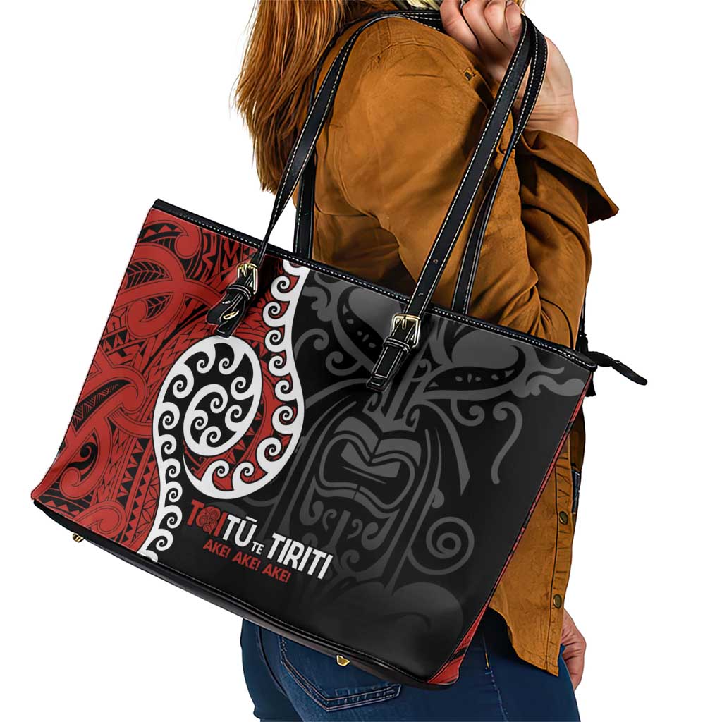 Honour The Treaty New Zealand Leather Tote Bag Toitu Te Tiriti Ake!Ake!Ake! LT9 - Polynesian Pride