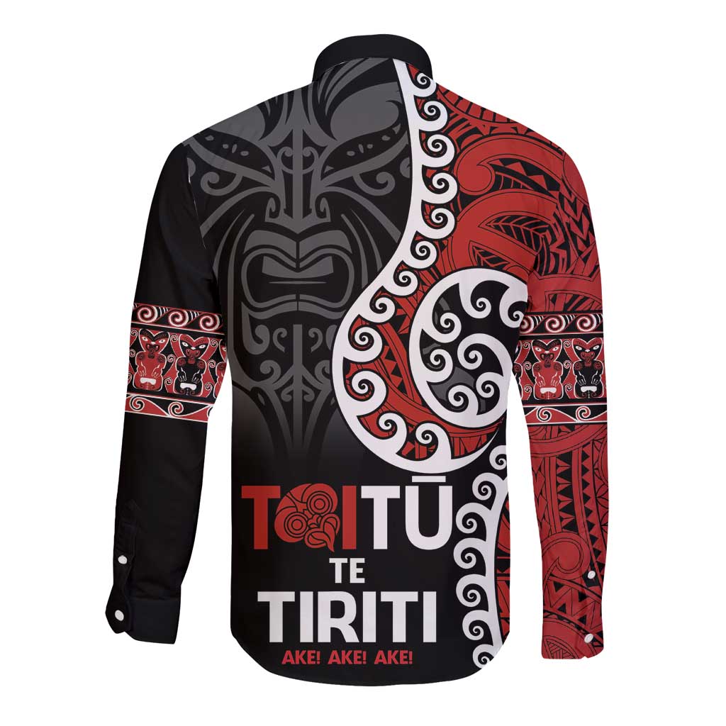 Honour The Treaty New Zealand Long Sleeve Button Shirt Toitu Te Tiriti Ake!Ake!Ake! LT9 - Polynesian Pride