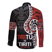 Honour The Treaty New Zealand Long Sleeve Button Shirt Toitu Te Tiriti Ake!Ake!Ake! LT9 - Polynesian Pride