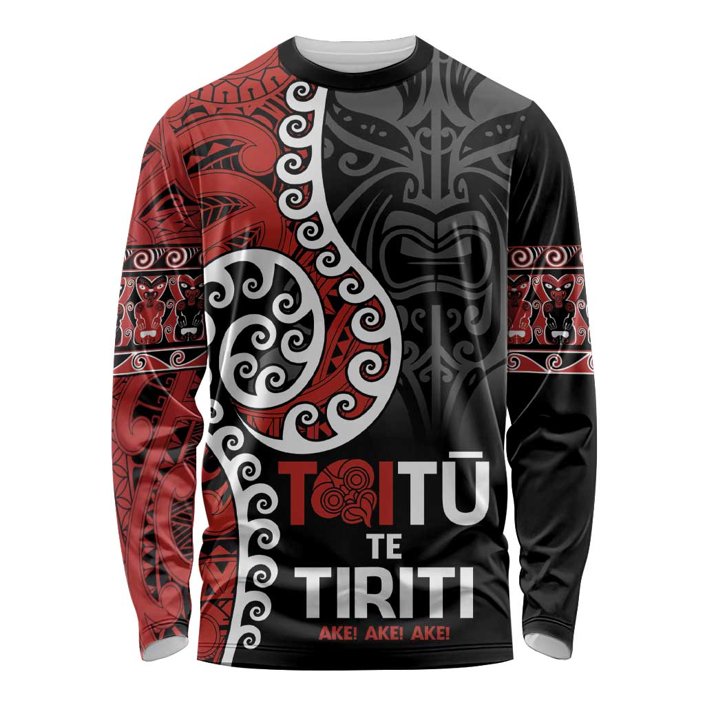 Honour The Treaty New Zealand Long Sleeve Shirt Toitu Te Tiriti Ake!Ake!Ake! LT9 Unisex Black - Polynesian Pride
