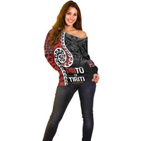 Honour The Treaty New Zealand Off Shoulder Sweater Toitu Te Tiriti Ake!Ake!Ake! LT9 - Polynesian Pride