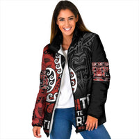 Honour The Treaty New Zealand Padded Jacket Toitu Te Tiriti Ake Ake Ake LT9 Women Red - Polynesian Pride
