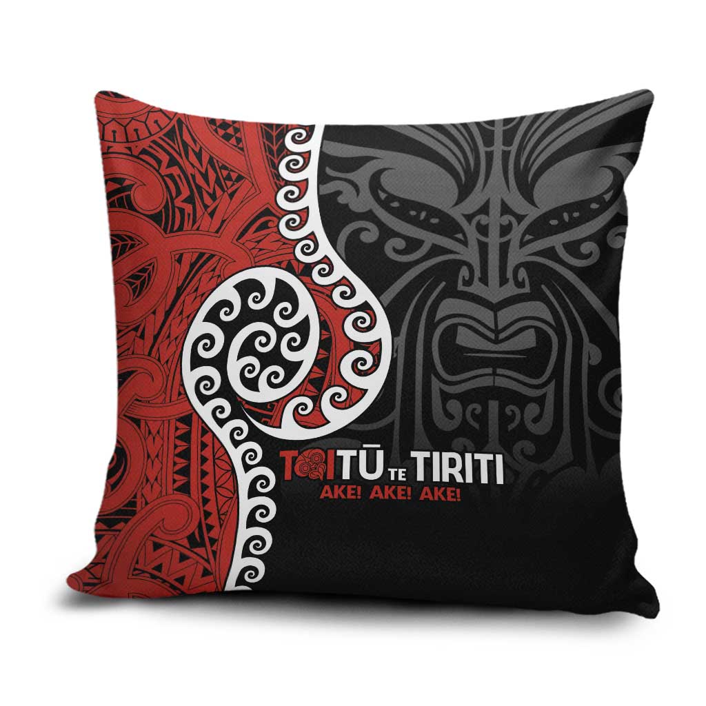 Honour The Treaty New Zealand Pillow Cover Toitu Te Tiriti Ake Ake Ake LT9 Red - Polynesian Pride