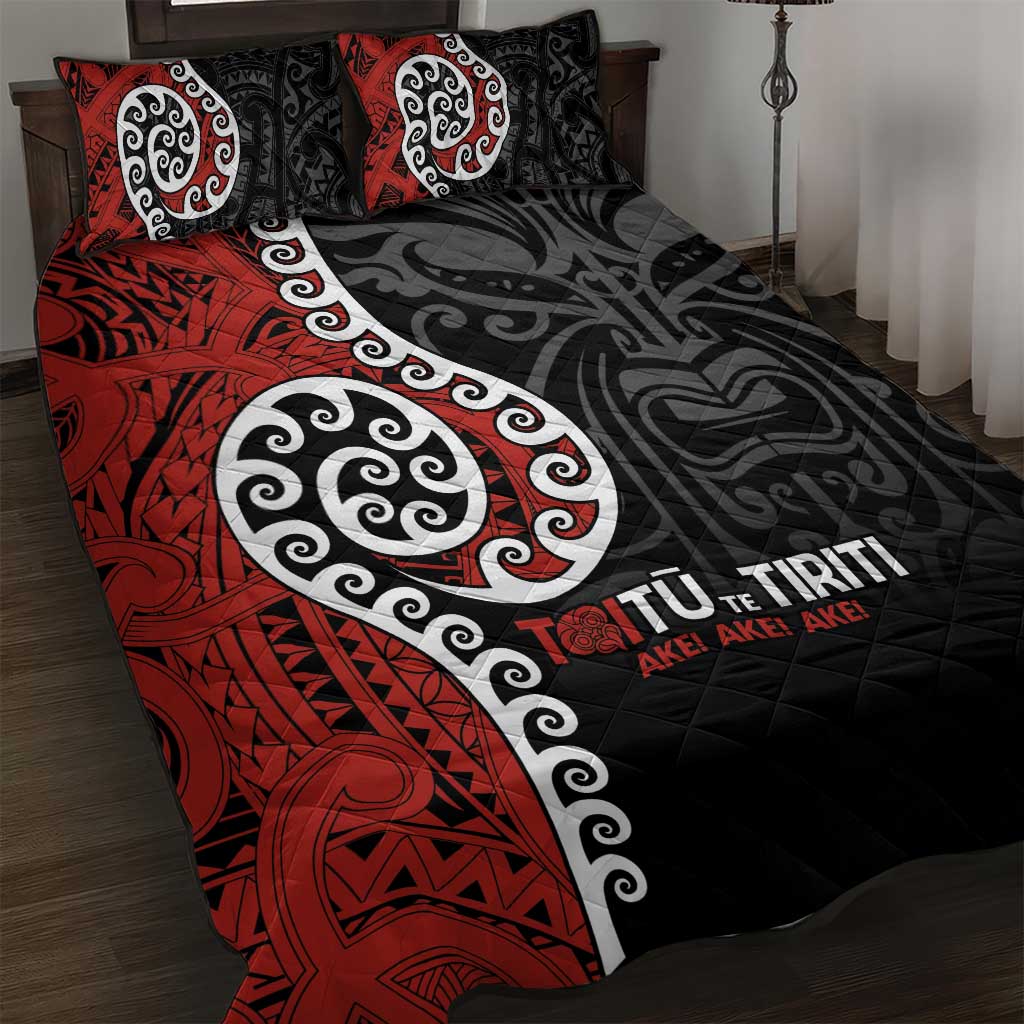 Honour The Treaty New Zealand Quilt Bed Set Toitu Te Tiriti Ake!Ake!Ake! LT9 Black - Polynesian Pride