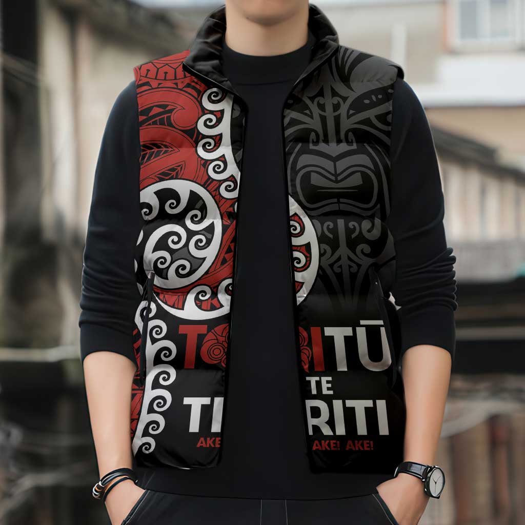 Honour The Treaty New Zealand Sleeveless Puffer Jacket Toitu Te Tiriti Ake Ake Ake LT9 - Polynesian Pride