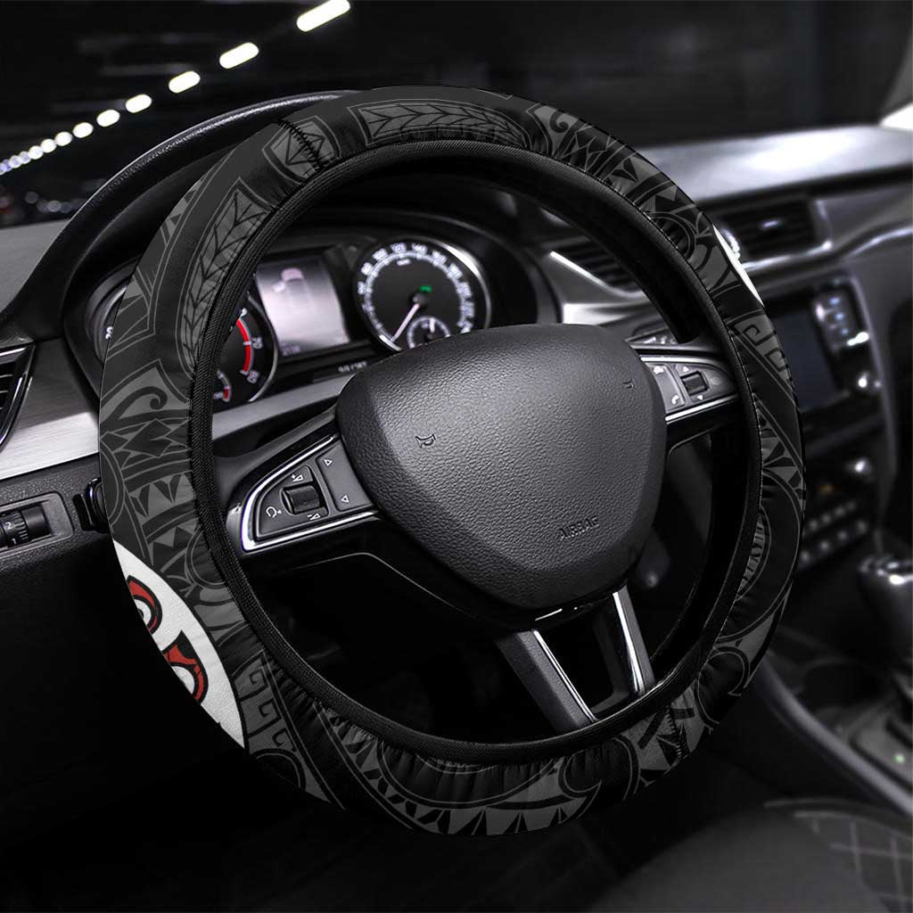 Honour The Treaty New Zealand Steering Wheel Cover Toitu Te Tiriti Ake!Ake!Ake! LT9 Universal Fit Black - Polynesian Pride
