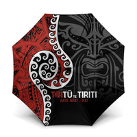 Honour The Treaty New Zealand Umbrella Toitu Te Tiriti Ake Ake Ake LT9 One Size Folded 11.42 inch Opened Diameter 37.4 inch Red - Polynesian Pride