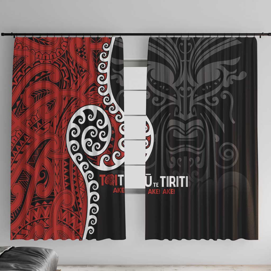 Honour The Treaty New Zealand Window Curtain Toitu Te Tiriti Ake!Ake!Ake! LT9 With Hooks Black - Polynesian Pride