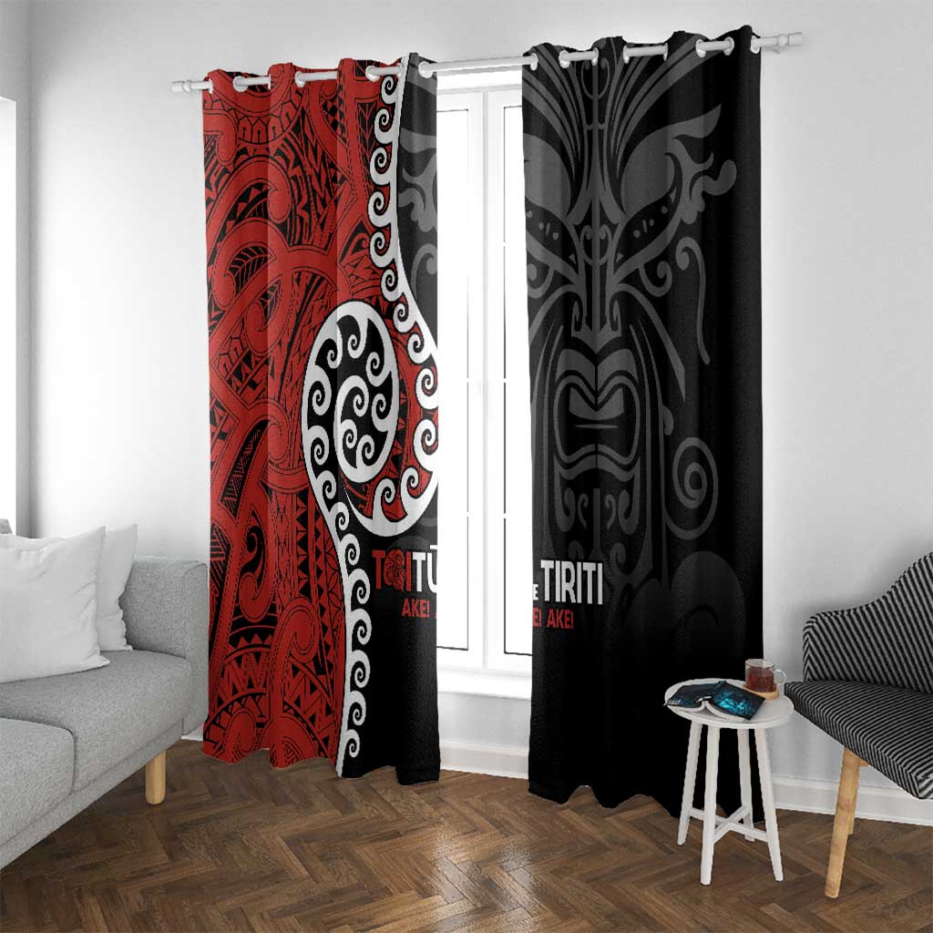 Honour The Treaty New Zealand Window Curtain Toitu Te Tiriti Ake!Ake!Ake! LT9 With Grommets Black - Polynesian Pride